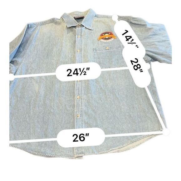 Vintage 90s jean shirt with a patch commemorating the inauguration of Turner Fie - Picture 4 of 7